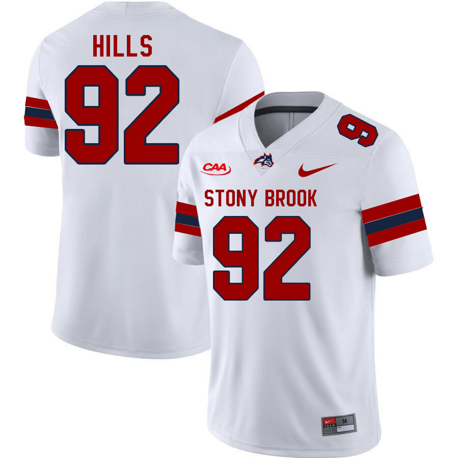 Stony Brook Seawolves #92 Jerrod Hills College Football Jerseys Stitched Sale-White